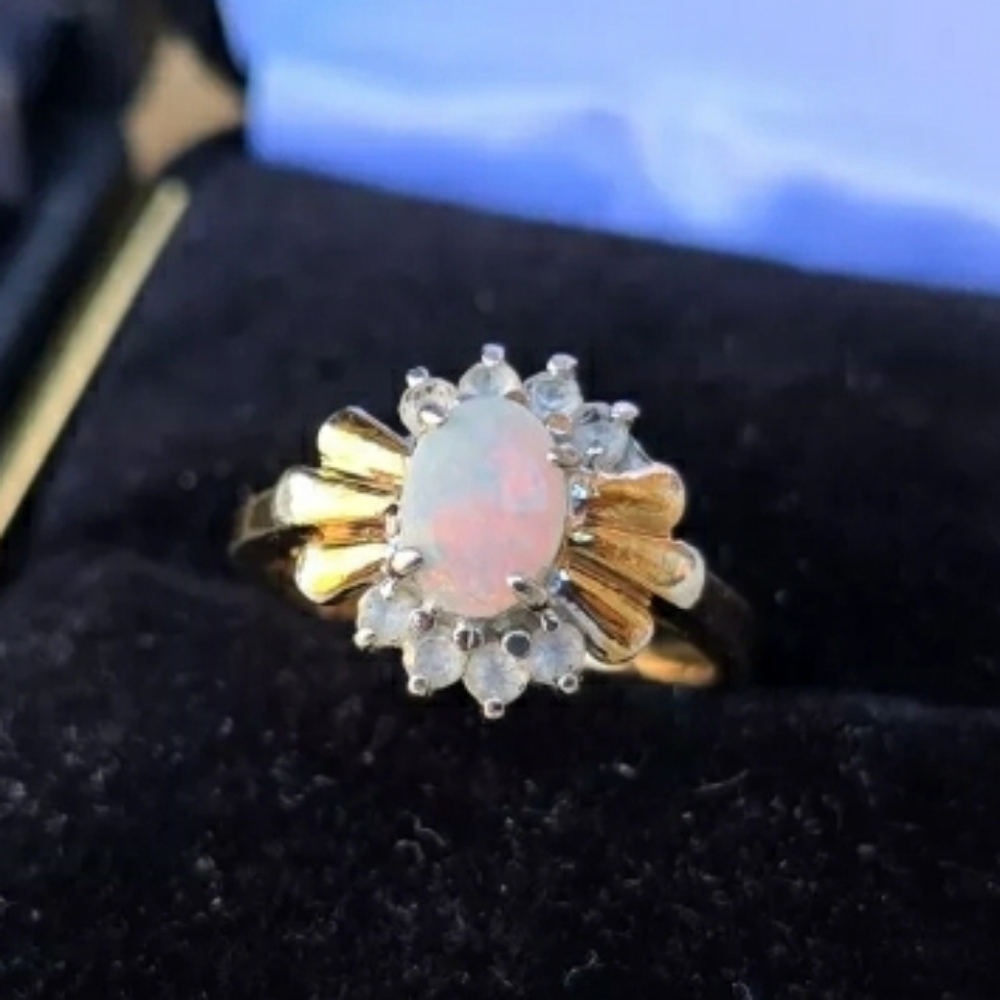 Host Pick Elegant Estate Genuine Fire Opal Women's Ring
